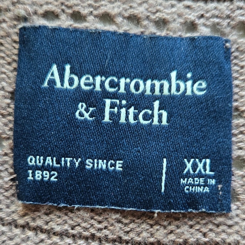 Abercrombie & Fitch Polo Shirt Mens XXL Brown Retro Pointelle Knit Johnny Collar - Picture 2 of 7